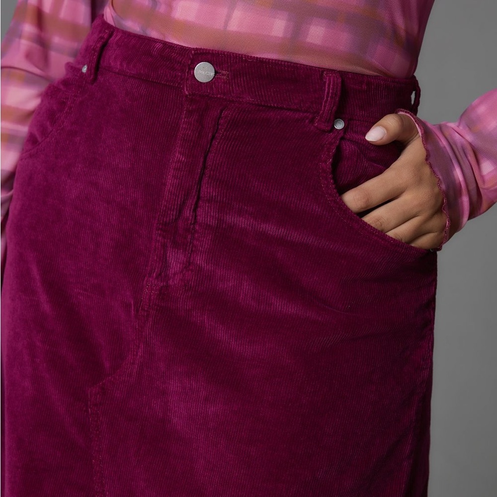 ✨ Anthropologie Madi Front-Slit Corduroy Skirt Sz 12 - Picture 4 of 7